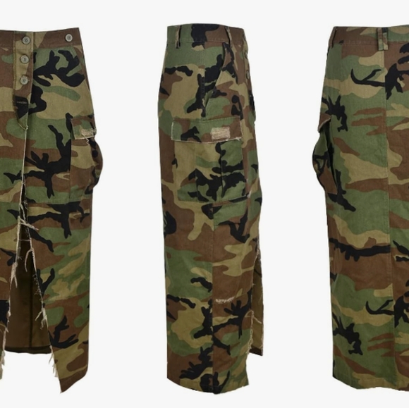 CAMO, CARGO MIDI SKIRT WITH SLIT - Picture 4 of 5